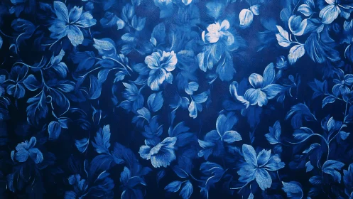 Midnight blossoms drift across a deep cobalt dreamscape.