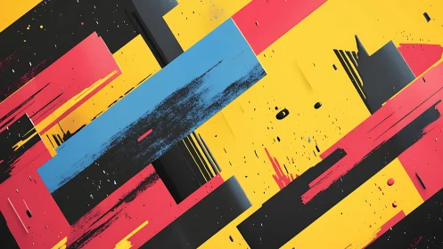 Geometric color planes intersect with distressed vector textures