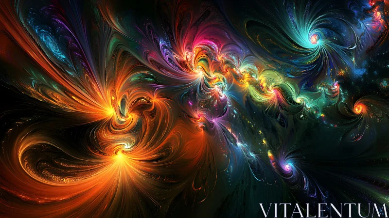 Galactic whirlpools braid neon storms across a cosmic sea