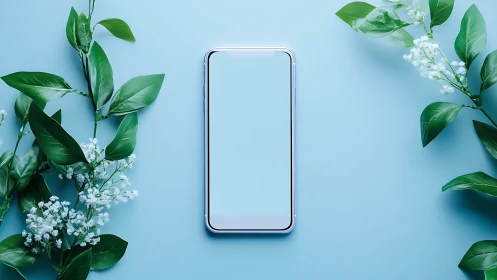 Minimal smartphone layout with symmetrically framed foliage.