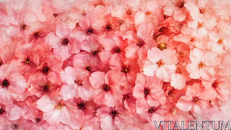 Dense Pink Floral Arrangement with Multi-Tonal Petals and Dark Stamens
