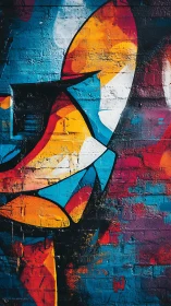 Vibrant abstract street mural energizes a weathered brick wall