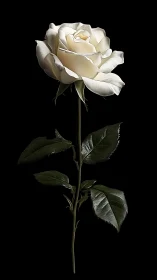 Cream Rose Against Black: Studio Botanical Study with Dramatic Contrast.