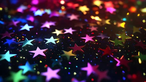 Specular star confetti bokeh with shallow depth of field rendering