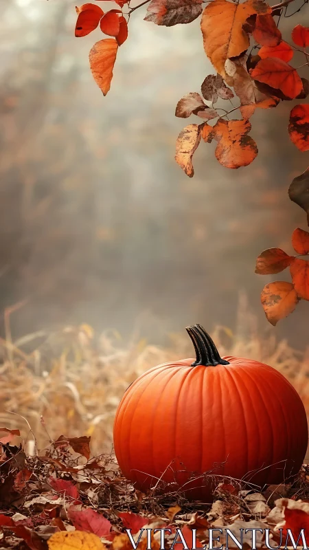 Single autumn pumpkin under shallow depth, warm diffuse light