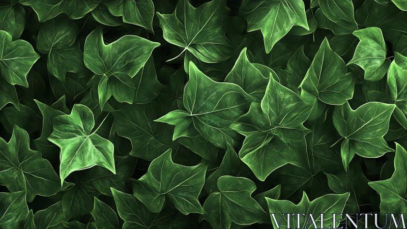 Dense ivy foliage rendered with layered digital shading and vein detail
