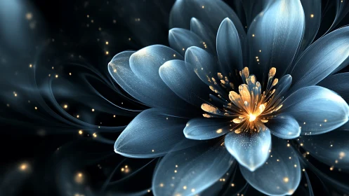 Luminescent fractal flower rendered in high-detail digital bloom