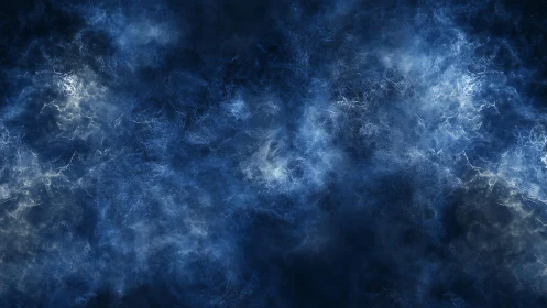 Abstract blue cosmic cloud texture with ethereal, misty style.