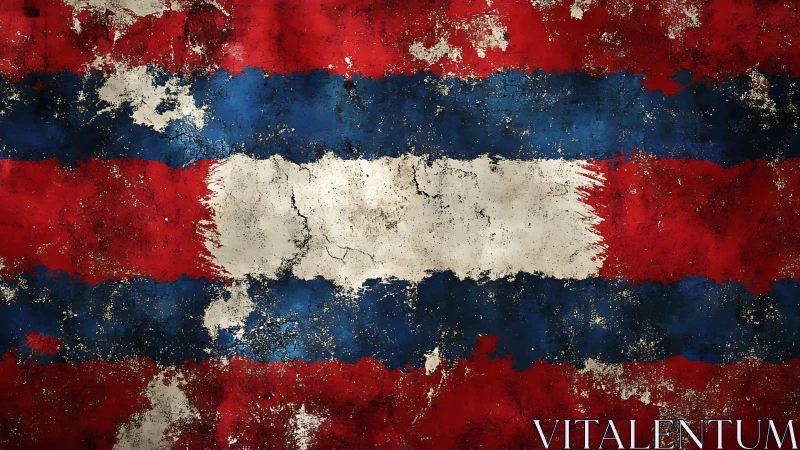 Worn grunge style tricolor flag with heavy surface damage.