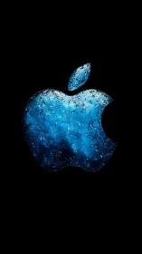 Blue textured apple-shaped emblem appears on black background