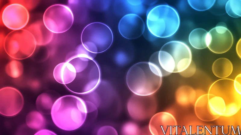Colorful abstract bokeh circles on dark gradient background.