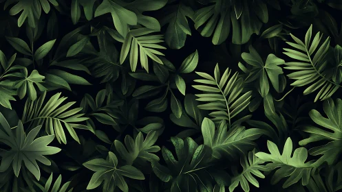 Overlapping tropical foliage forms a dense uniform canopy