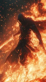 Emberclad rogue carving molten paths through warfire.