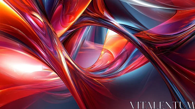 3D molten ribbons weave through luminous abstract space.