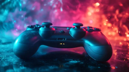 Gaming Controller in Neon Light. Dynamic Cyberpunk Aesthetic.