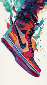 Digital illustration shows stylized sneaker in dynamic profile