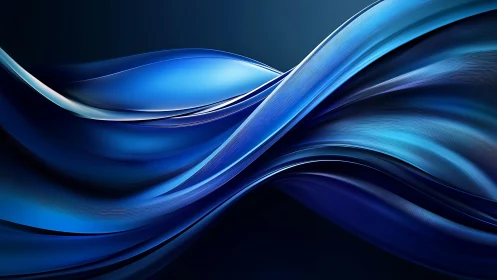 Midnight sapphire waves curl through liquid digital silk.