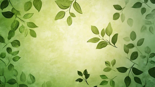 Green leafy border on light textured background. Period.