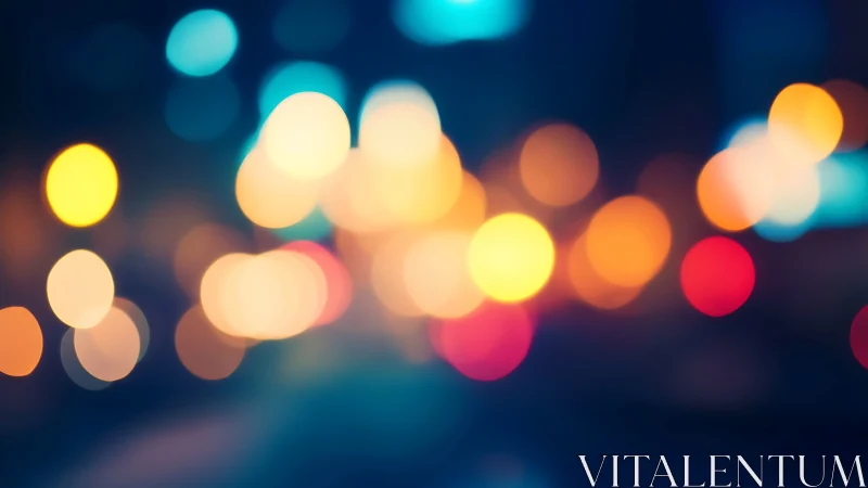Defocused multicolored city lights form circular bokeh