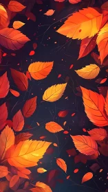 Autumn foliage swirl with warm gradient lighting on dark ground