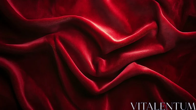 Deep red velvet fabric with rich folds and highlights.