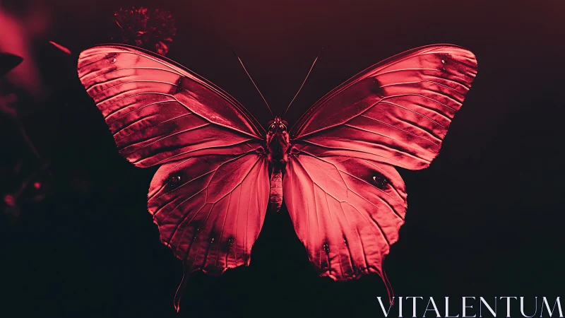 Crimson wings pause mid-flight and quietly ignite night