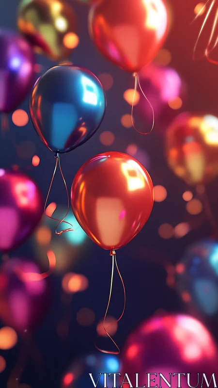 Glowing Balloons in Vibrant Neon Light