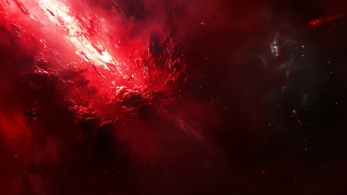 Digital nebular rupture in crimson deep space composition.