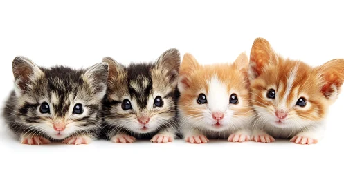 Four Precious Kittens Lined Up in Pure Adorable Harmony.