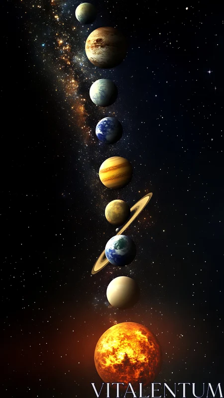 Vertical solar system alignment against dense stellar field.