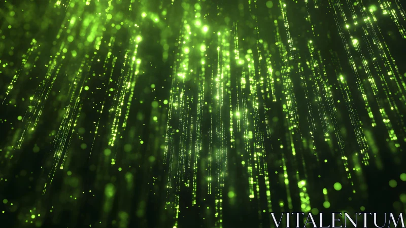 Futuristic green digital code rain in glowing cyberpunk style.