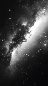 Monochrome galactic dust lane with dense stellar scatterfield.