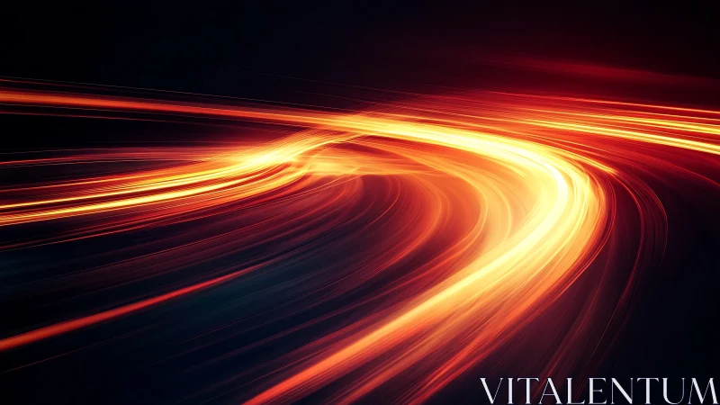 Abstract light trails in motion, glowing neon curves on dark background.