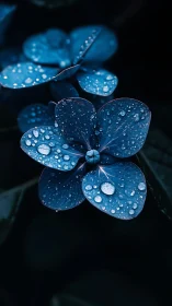 Dewdrops Jewel the Deep Blue Petals with Morning Sparkle