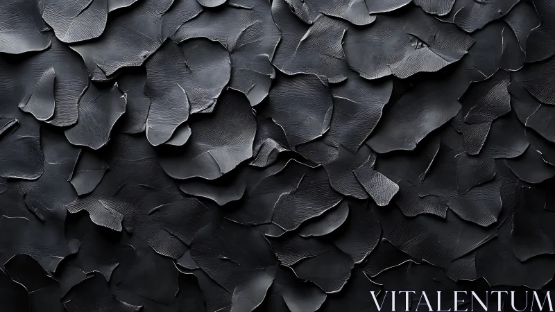 Layered charcoal texture forms dense sculptural surface