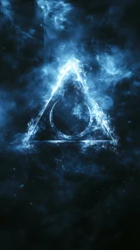 Glowing blue triangular symbol encloses partial circular arc