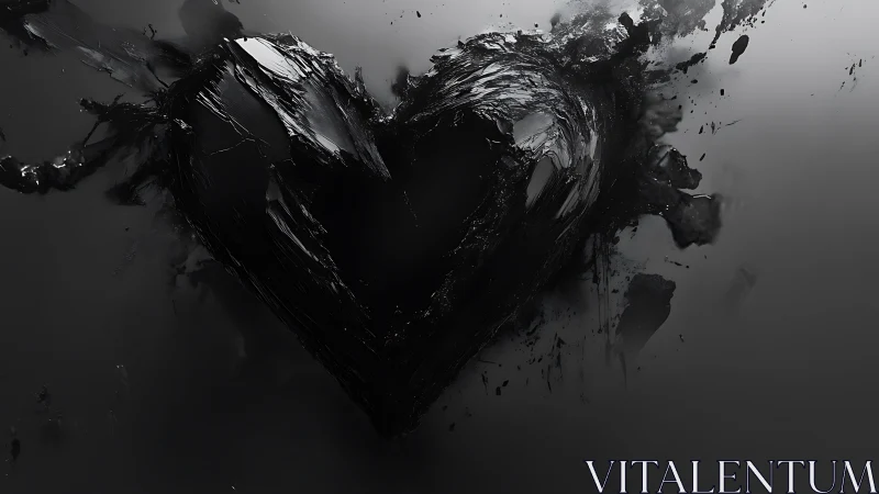 Dark Heart Form Emerges From Dramatic Brushstroke.