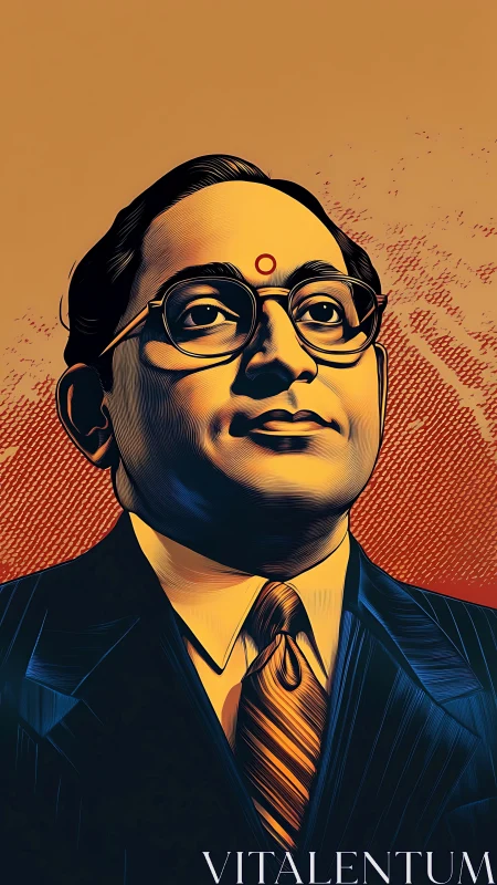 Portrait of dignified Indian man in stylized vector suit