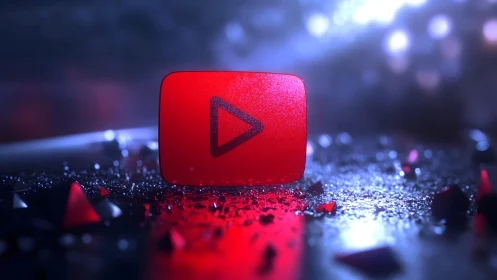Vibrant 3D YouTube Play Button in Futuristic Neon Lighting.