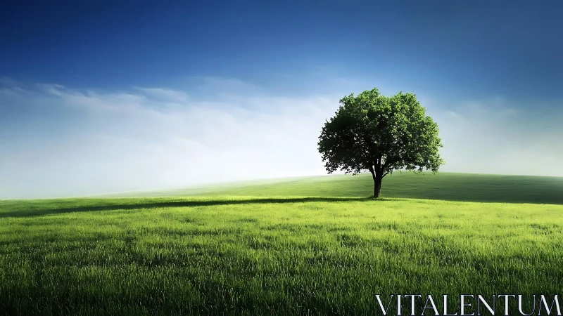 Lone hillside tree quietly conducts an orchestra of summer light
