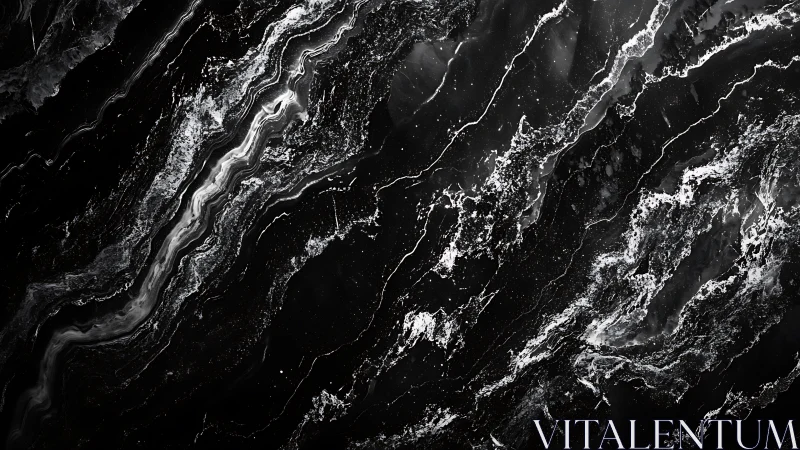 Monochrome marble veining forms high-contrast abstract strata