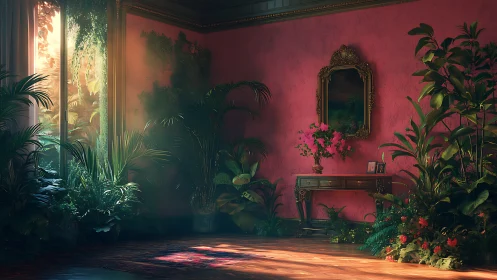 Sun-drenched parlor quietly surrenders to an indoor jungle