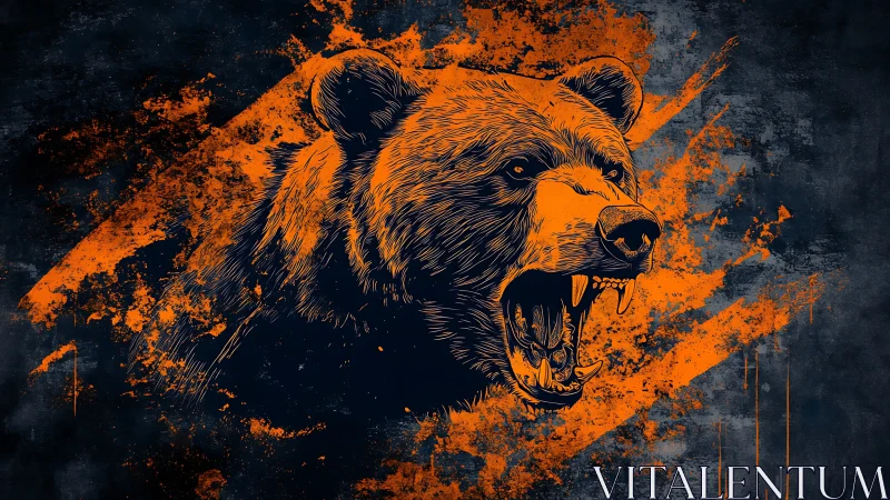 Aggressively stylized bear head rendered with high contrast vector ink