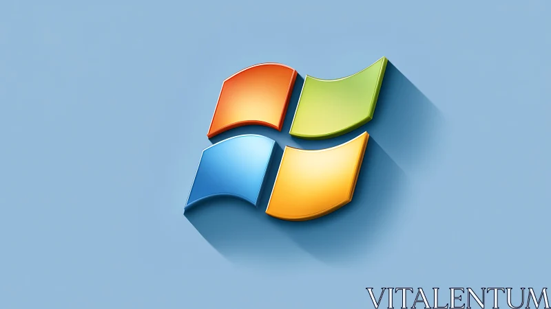 Colorful 3D window logo casts sleek shadow on blue