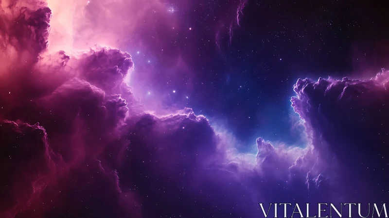 Dreamy cosmic nebula glowing in violet and rose light.