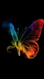 Spectral smoke butterfly silhouette with full-spectrum gradients