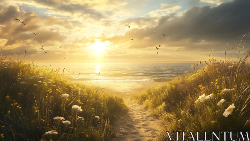 Golden dune pathway into a daydream-soaked ocean horizon.