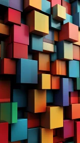 Stacked colorful 3D cubes in geometric abstract pattern.