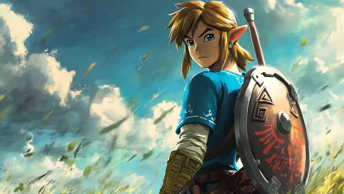 Skyward warrior waits beneath storm-stirred summer clouds.