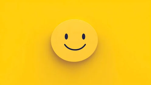 Minimal yellow smiley face icon radiates cheerful positivity.